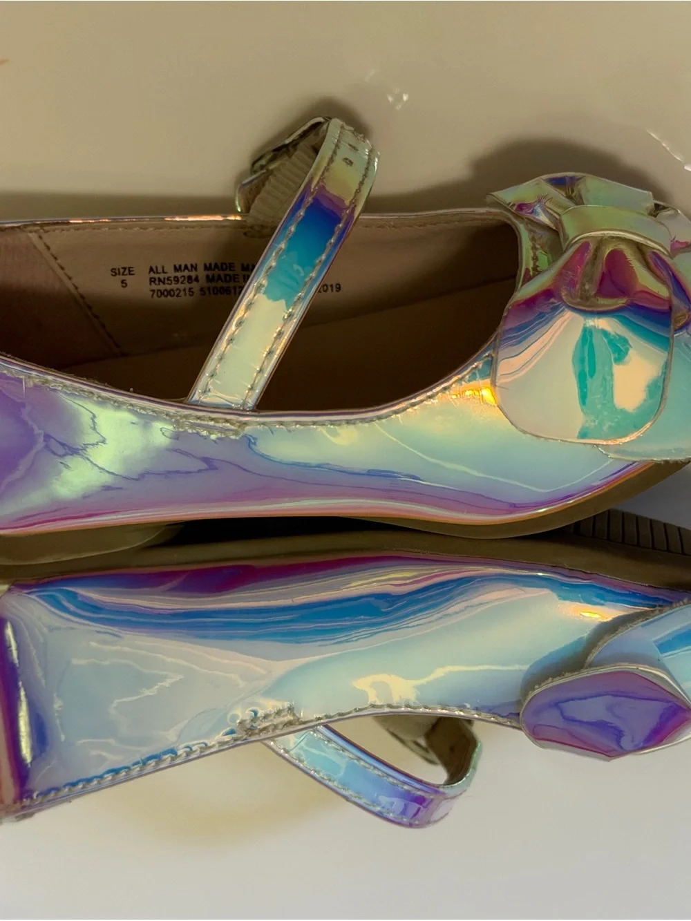 The Children's Place Iridescent Mary Jane Shoes with Bow - Pink/Blue